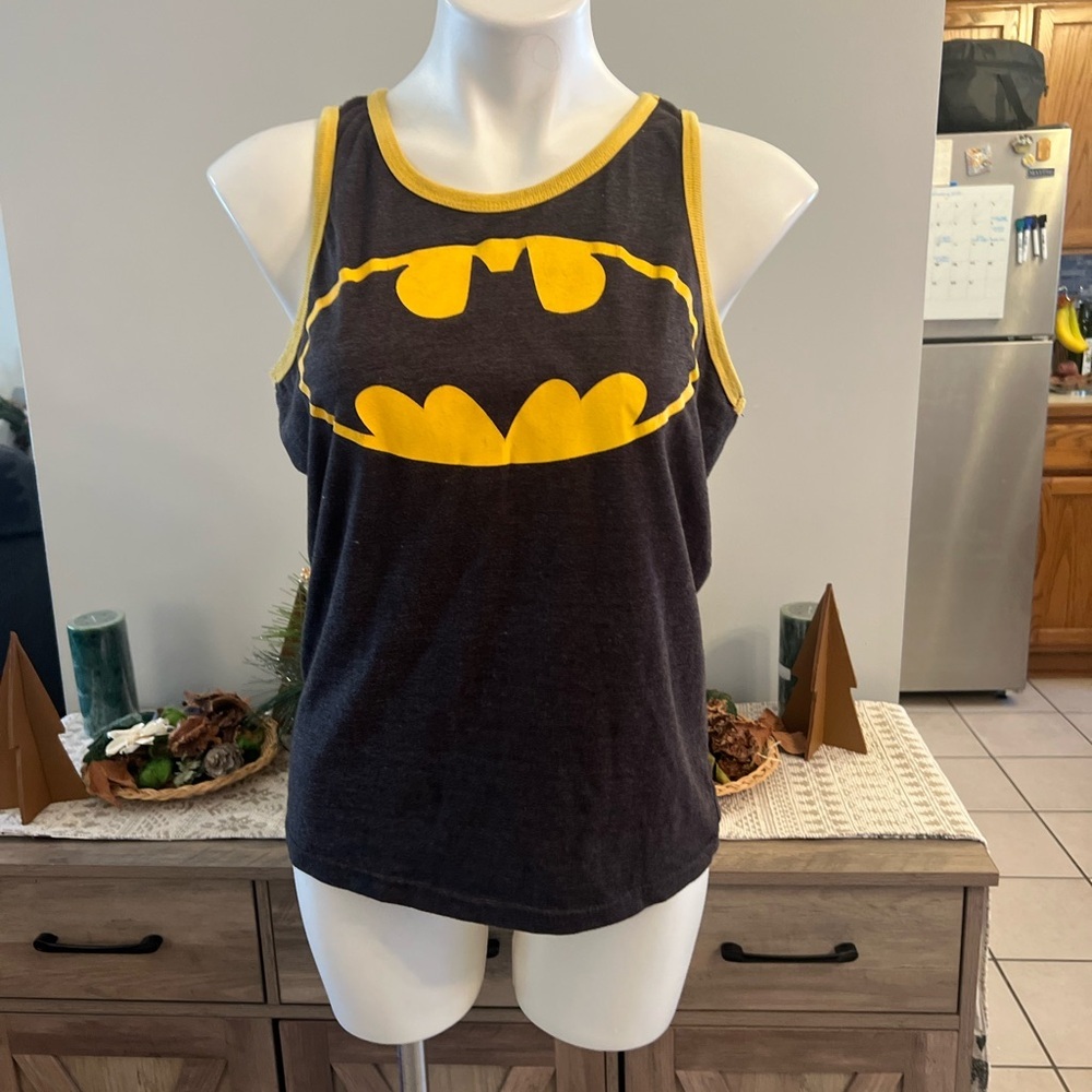 Mens dark grey Batman logo tank top